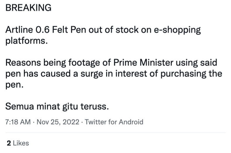 Pen Artline 0.6 Anwar Swearing-in comment 02
