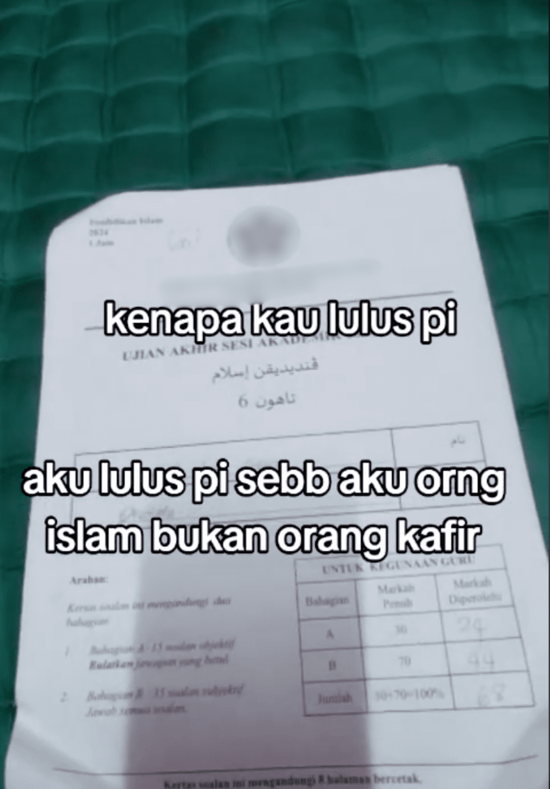 Pic 1_12yo M’sian Student Fails English Test & Proudly Says ‘I’m Not British’