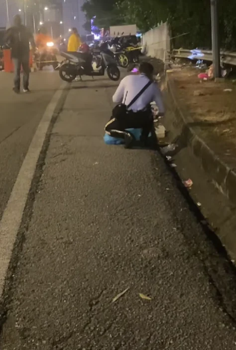 Police picking up rubbish