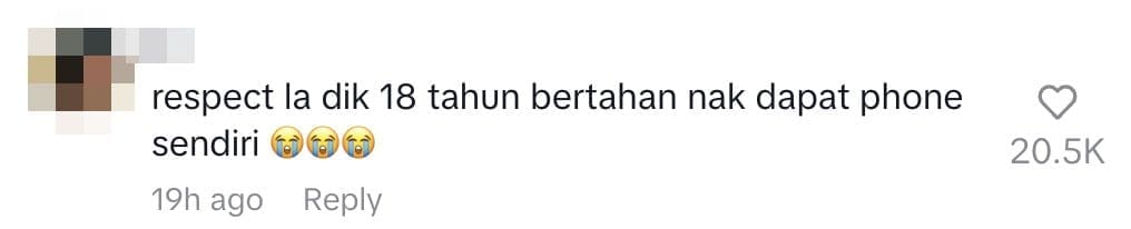 Respect for enduring until 18yo - comment 18yo get phone