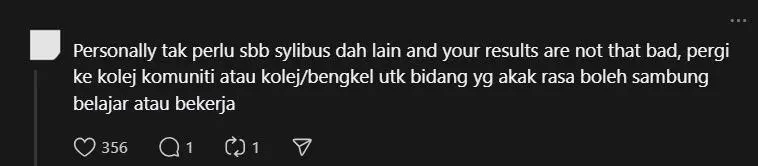 Married M'sian Woman Asks Whether She Should Retake SPM After Scoring Poorly For Key Subjects comment 3