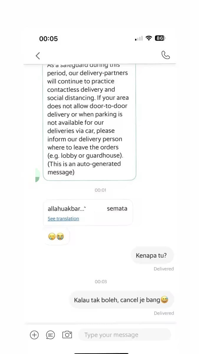 Rider complains about midnight order