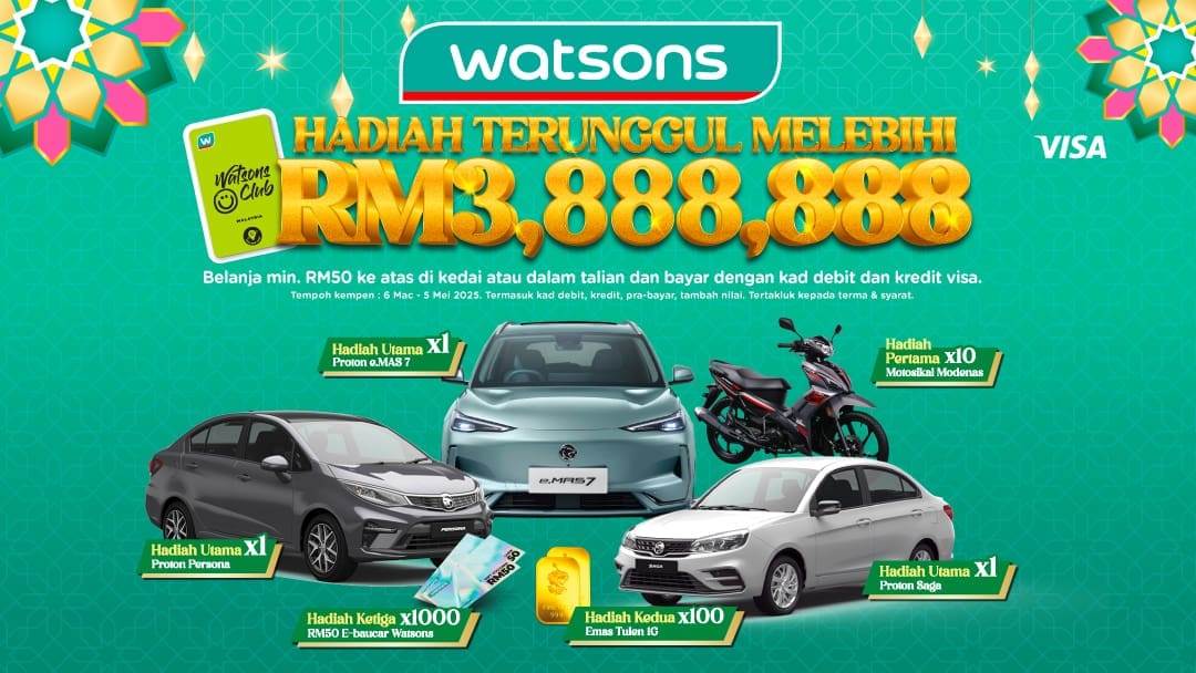 RM3,888,888 in Prizes – Watsons Is Giving Away Cars, Motorcycles, Gold & More!