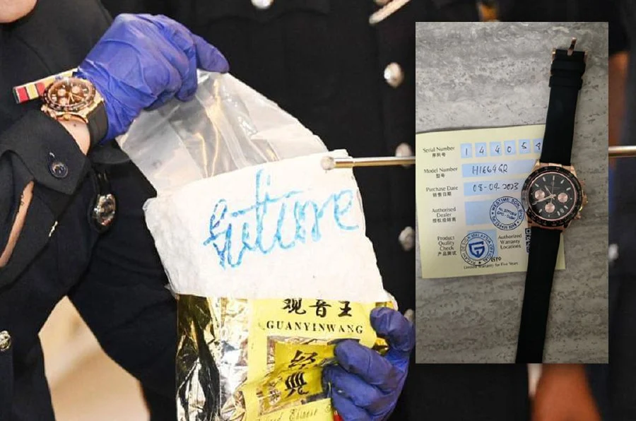 Malaysian police wearing Rolex (left)