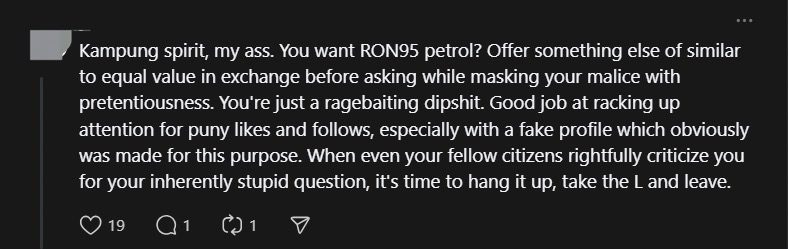 'Why Not Share With Us?' — S'porean Asks Why M'sians Are Against Letting Others Pump RON95 comment 3