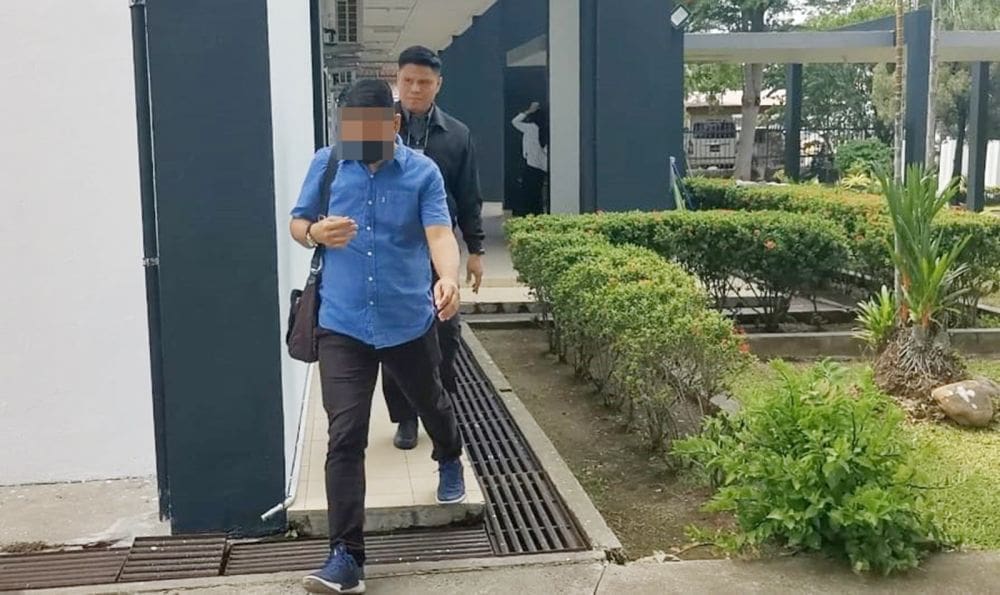 Roney Saimeh Sakah leaving court