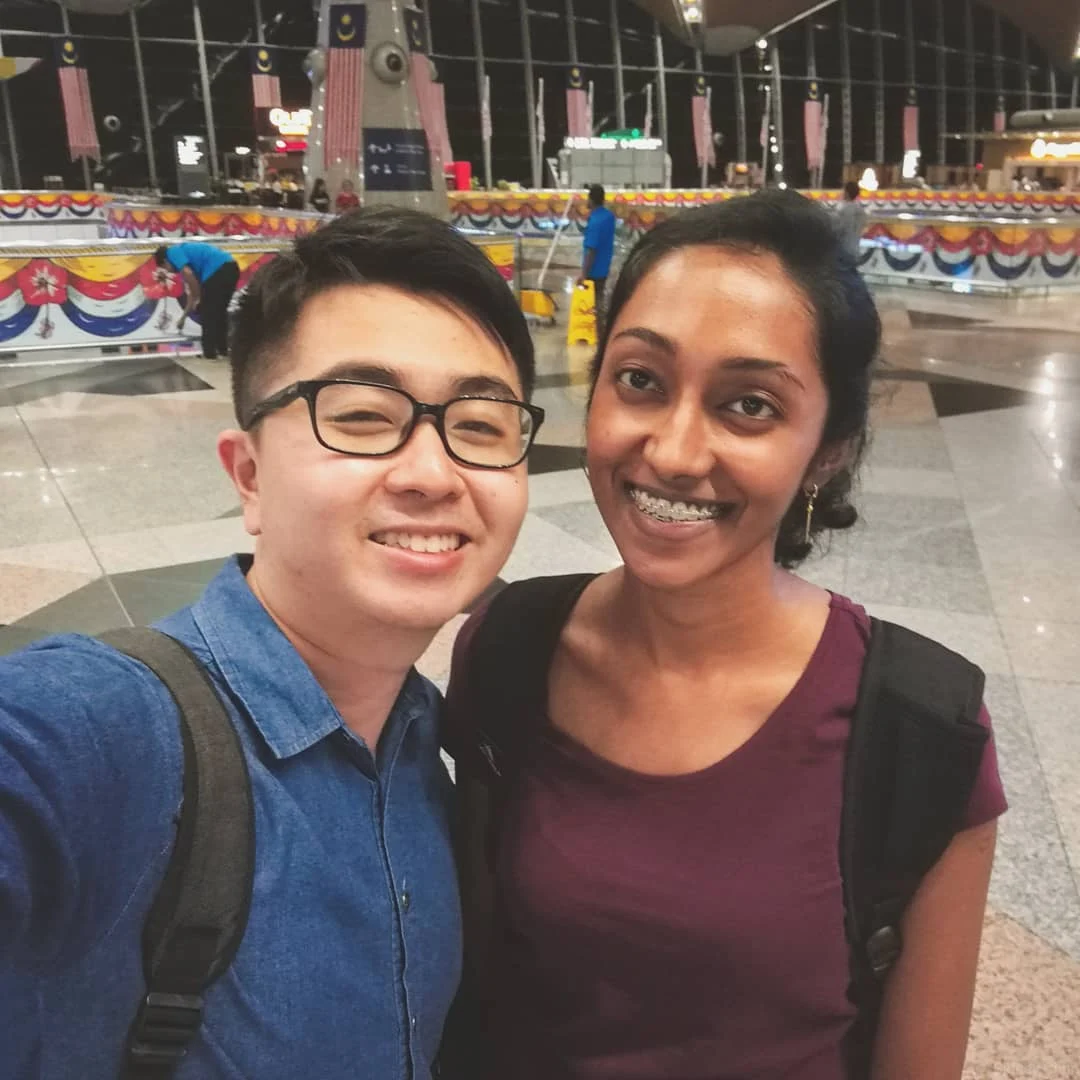 Samini and Sidney at airport