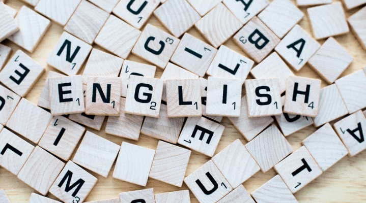 Blocks forming the word 'English'