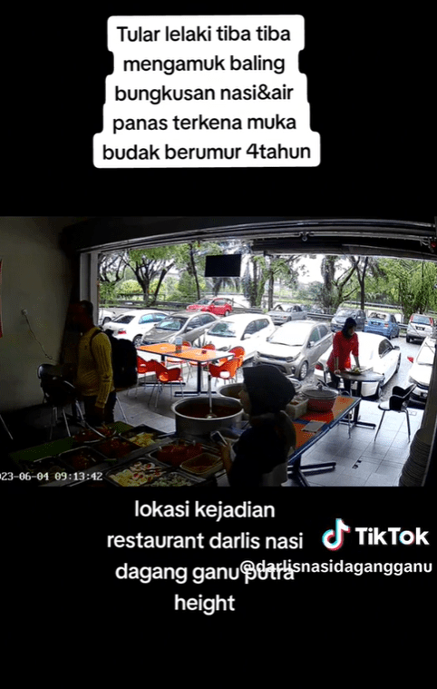M'sian Man Goes Amok And Throws Hot Water At Nasi Dagang Shop In Subang Jaya Which Hits 4yo Kid