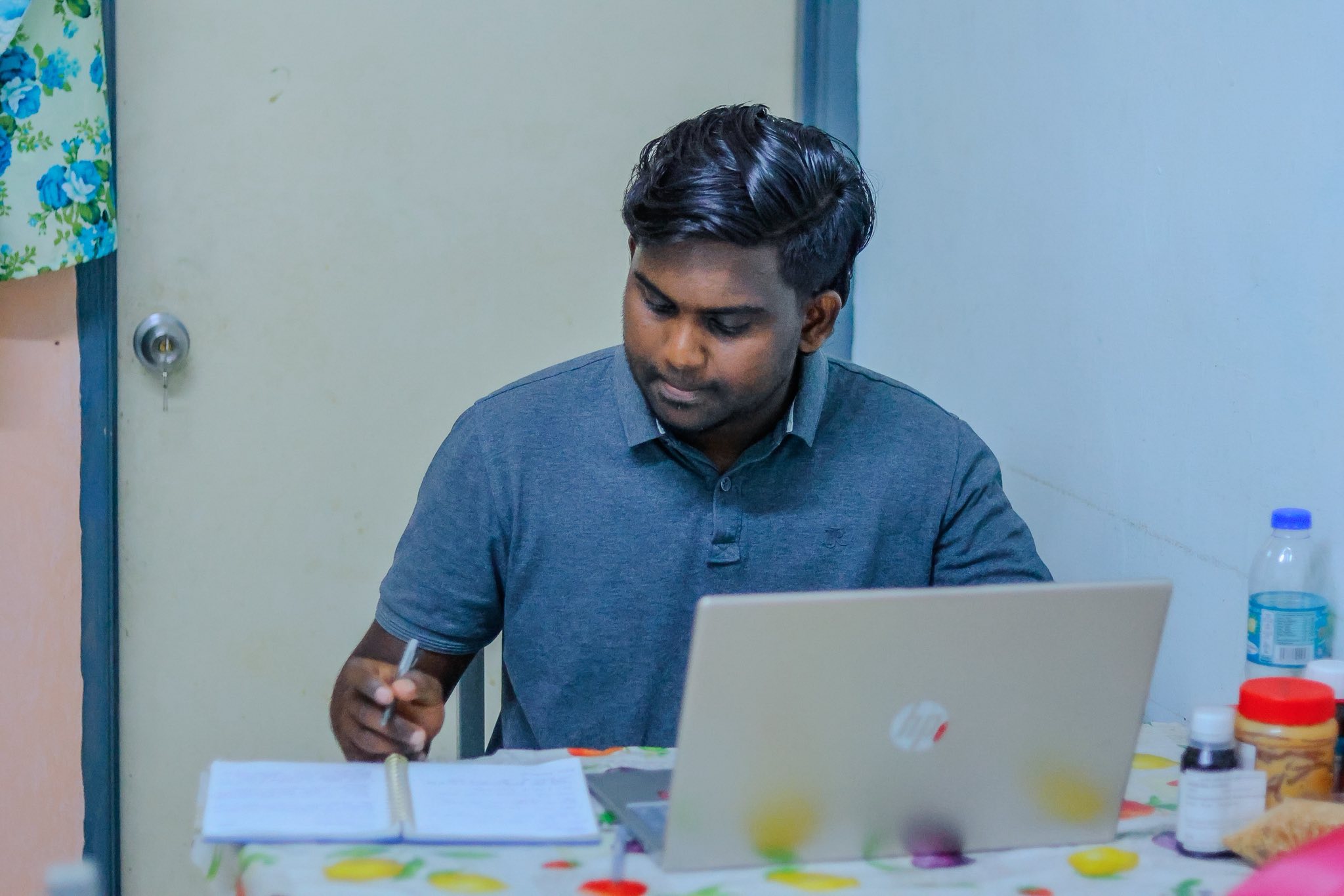 Selveston doing homework