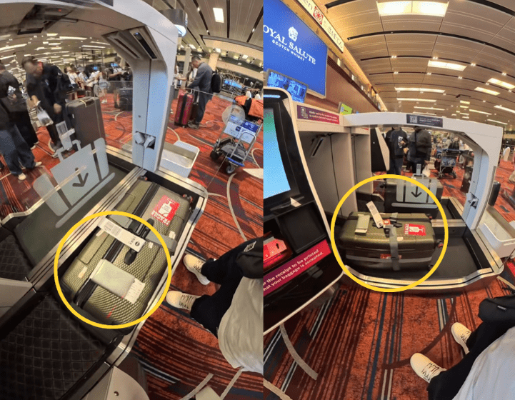 SG man puts passport on top of luggage