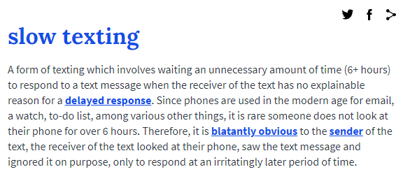 Definition of slow texting by urban dictionary