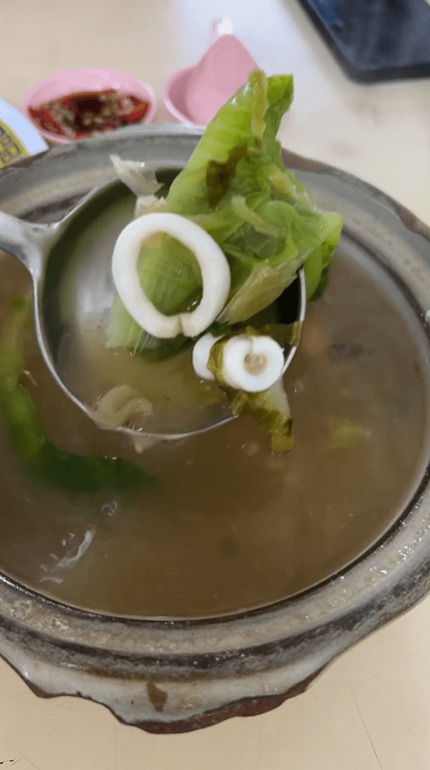 Ingredients inside RM27 seafood soup