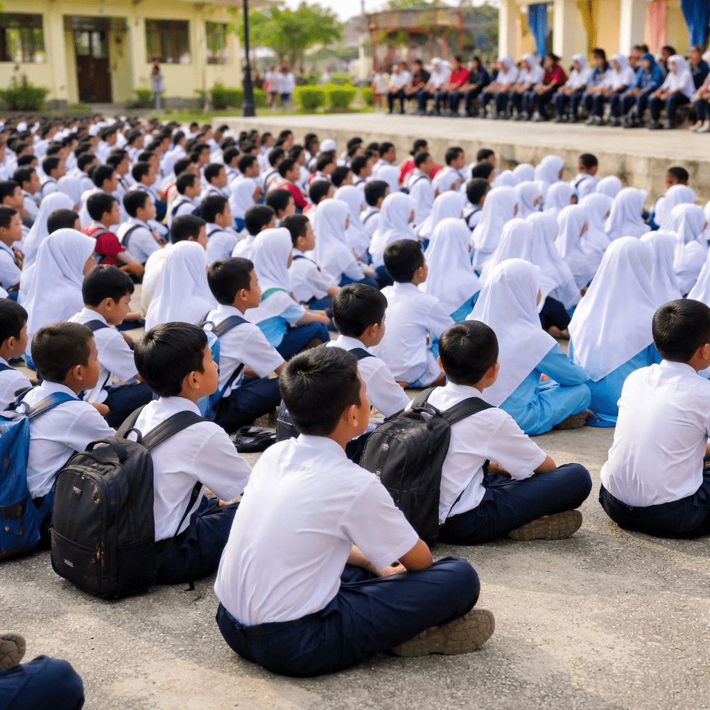 students on floor