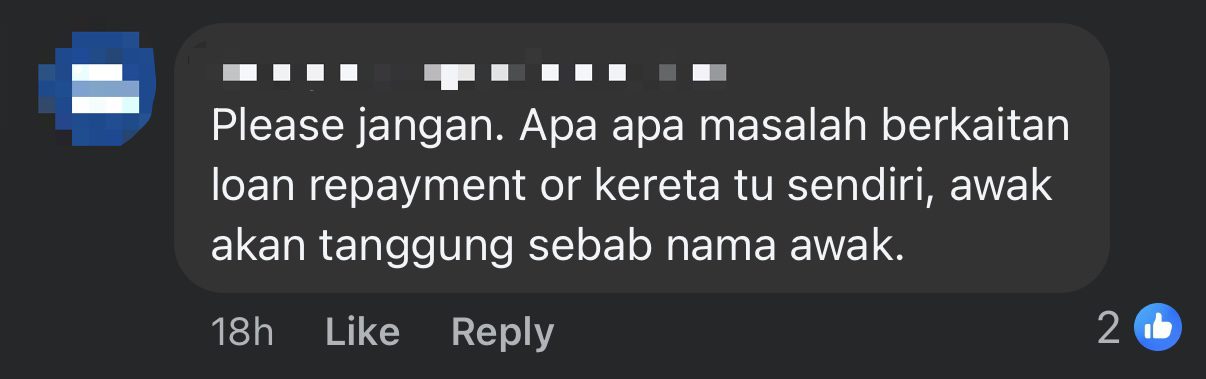 Fiancé Of M'sian Working As Nurse In SG Asks Her To Apply For Loan On His Behalf So He Could Own RM400K Car comment 1