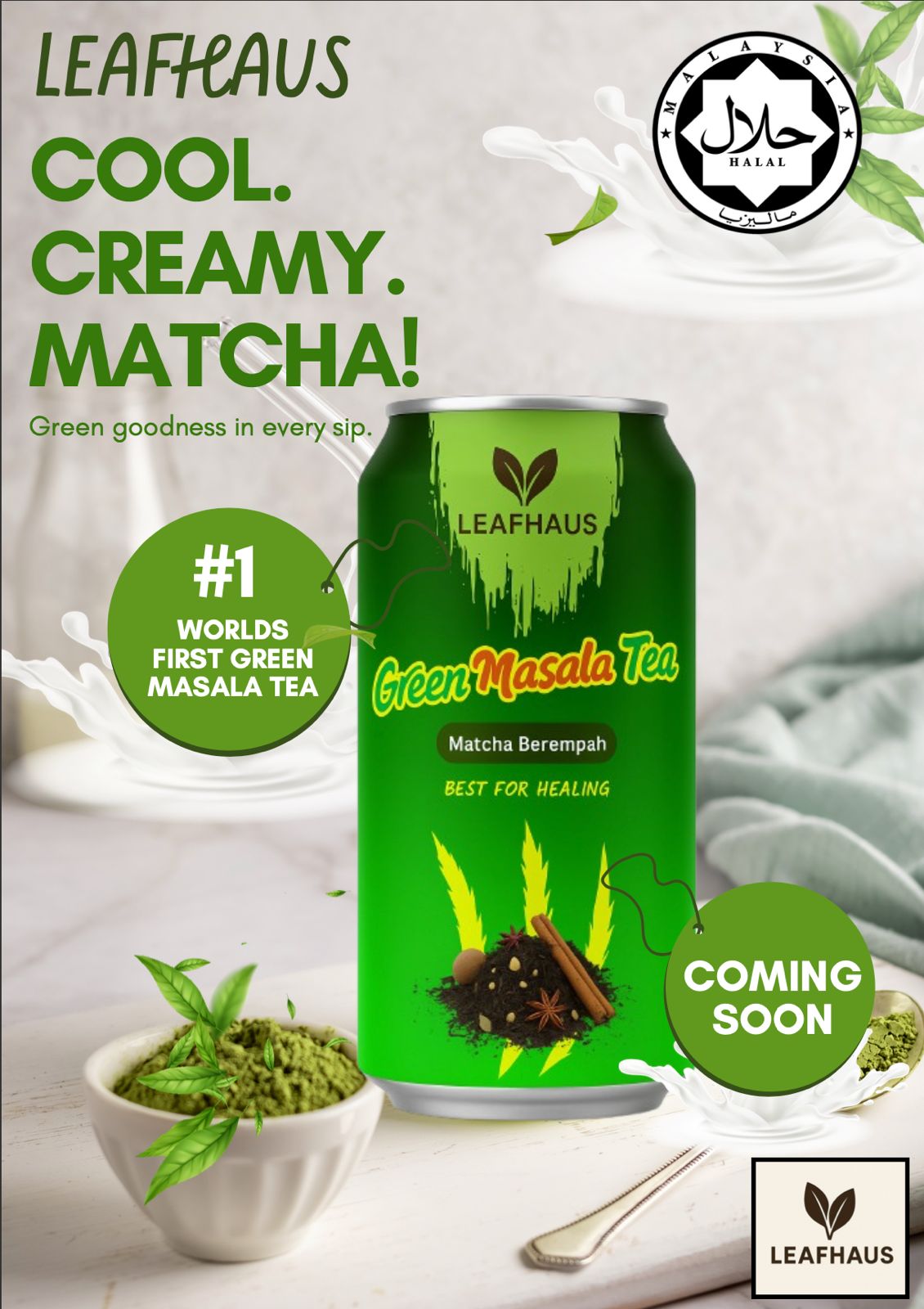 The NEXT GEN of Leafhaus Masala Tea Halal Superpacked. Heritage meets modern packaging! Worlds First Green Masala Tea!