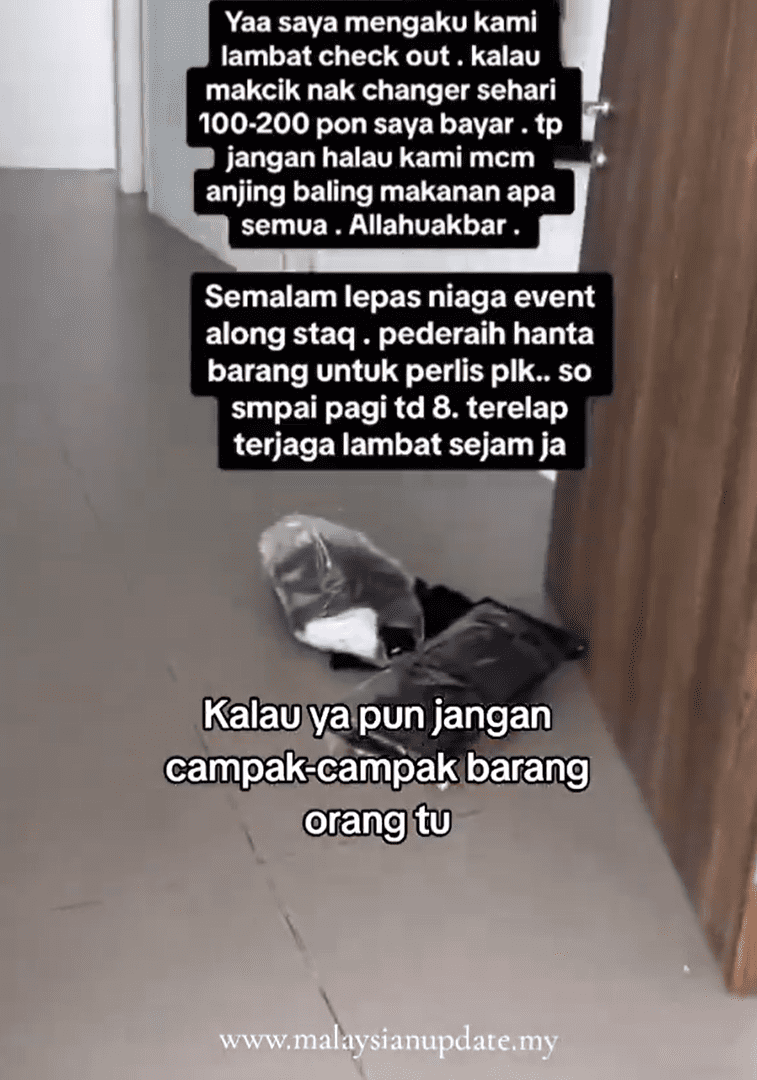 Clothes being thrown onto the ground at Alor Setar homestay