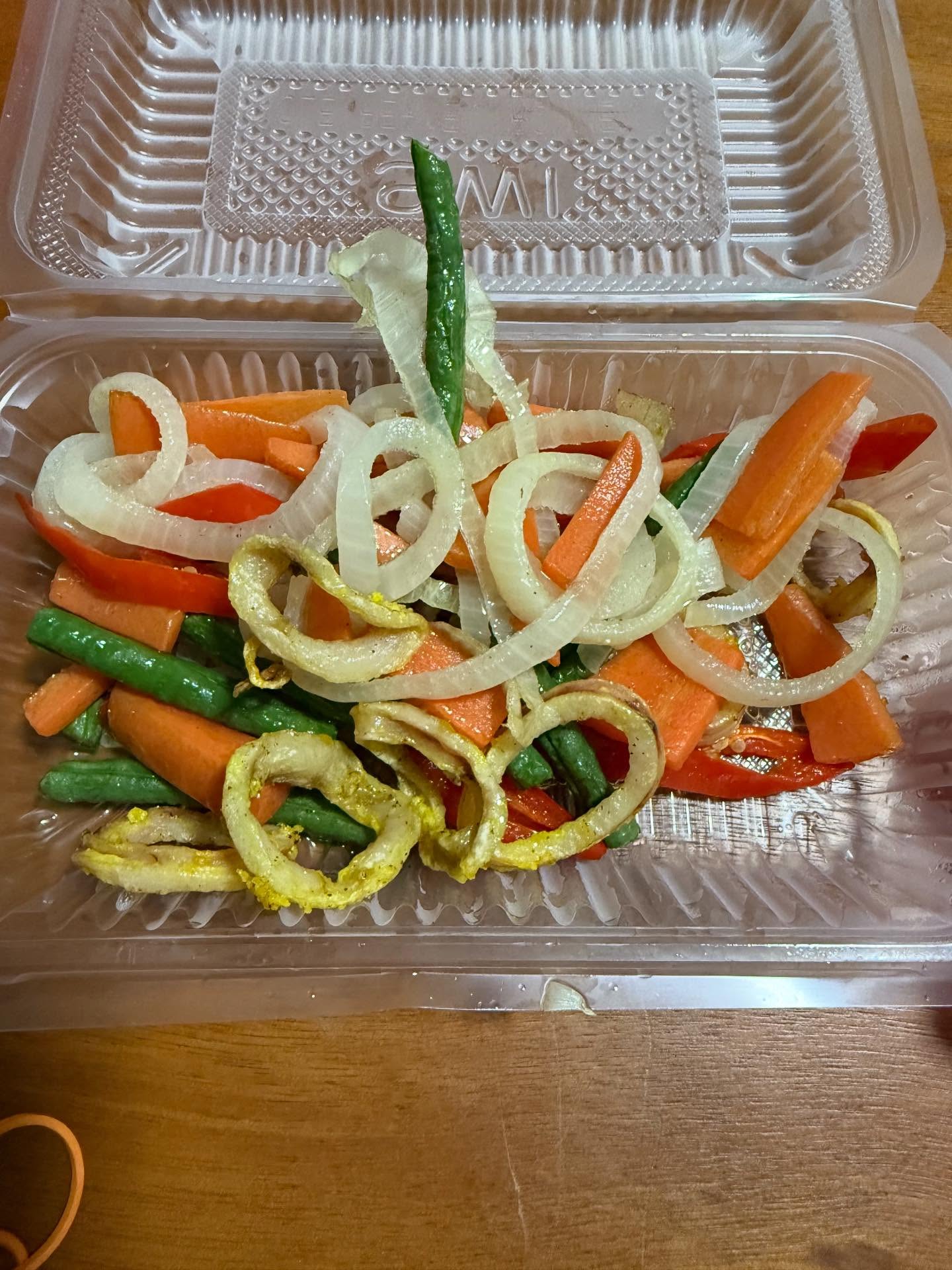 tiny squid with a lot of veggies