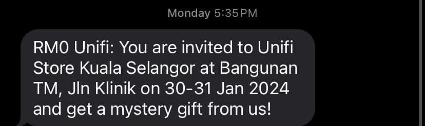 Unifi sends SMS about a 'mystery gift'