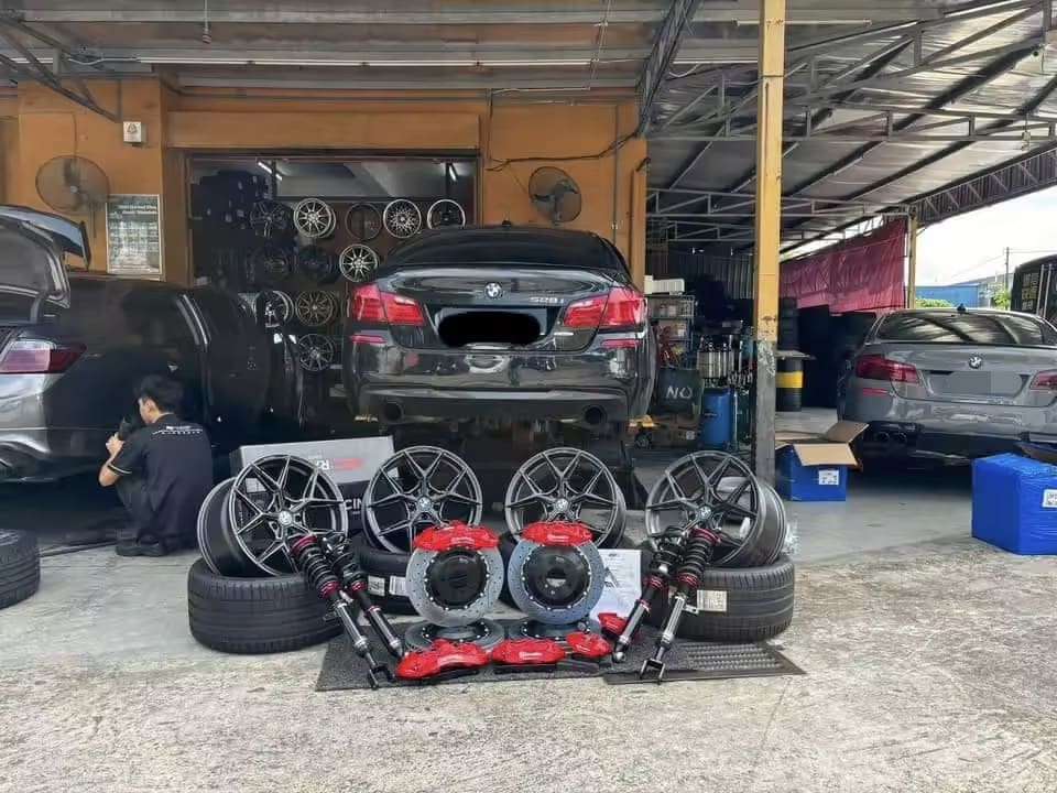 Upgraded BMW at car workshop in Johor