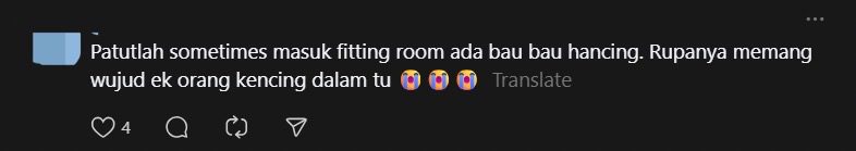 M'sian Customer Allegedly Pees Inside Fitting Room, Disgusts Netizens comment 2