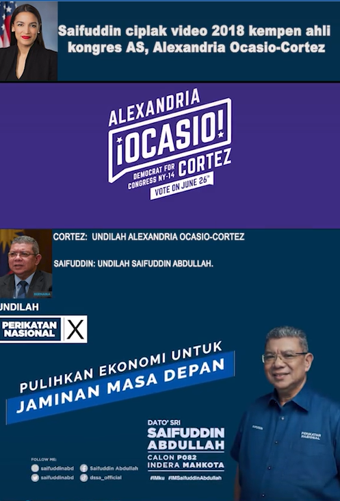 Pn's saifuddin abdullah called out for allegedly plagiarising aoc's campaign video