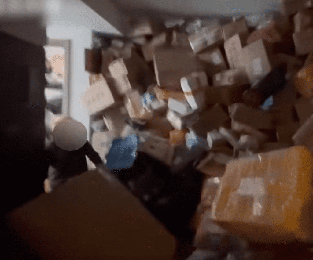 Wang's home filled with parcels