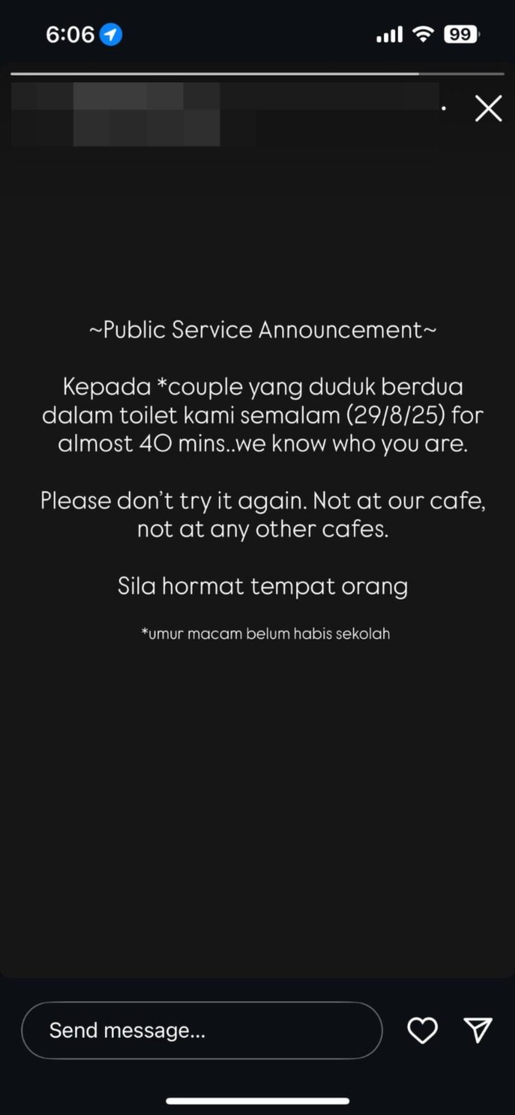 “We Know Who You Are” — Café Calls Out Students After Allegedly Locking Themselves In Toilet For Nearly An Hour