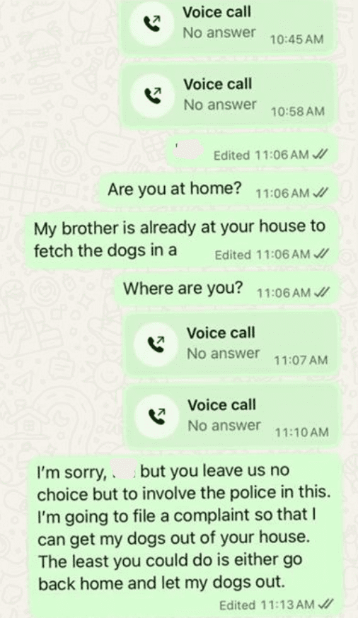 Whatapp record with pet sitter