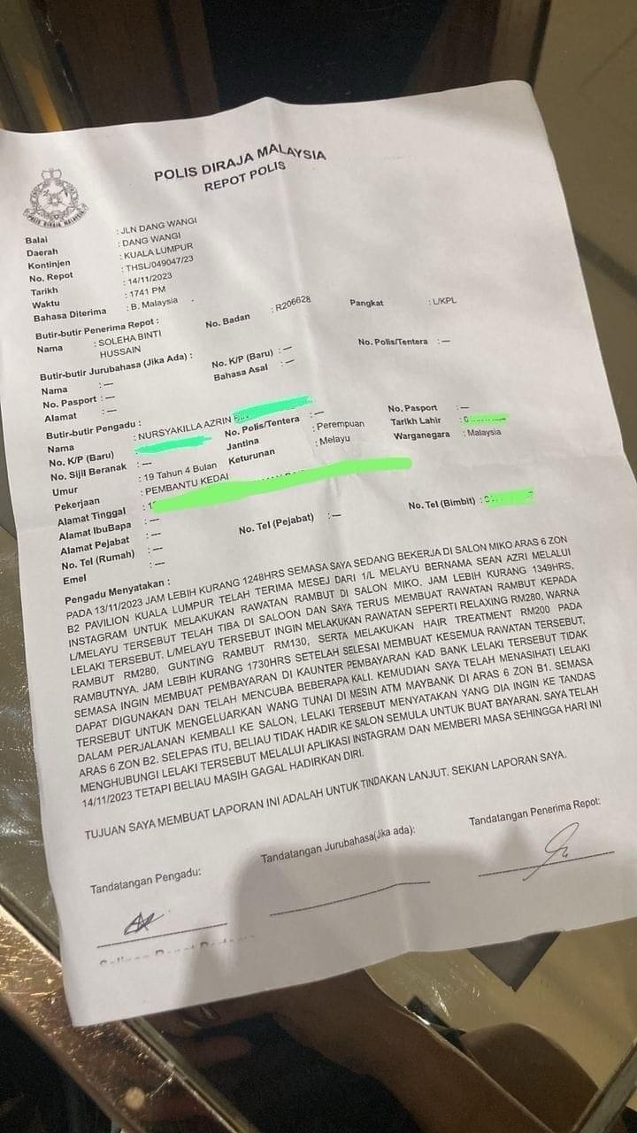 Police report lodged at Dang Wangi police station