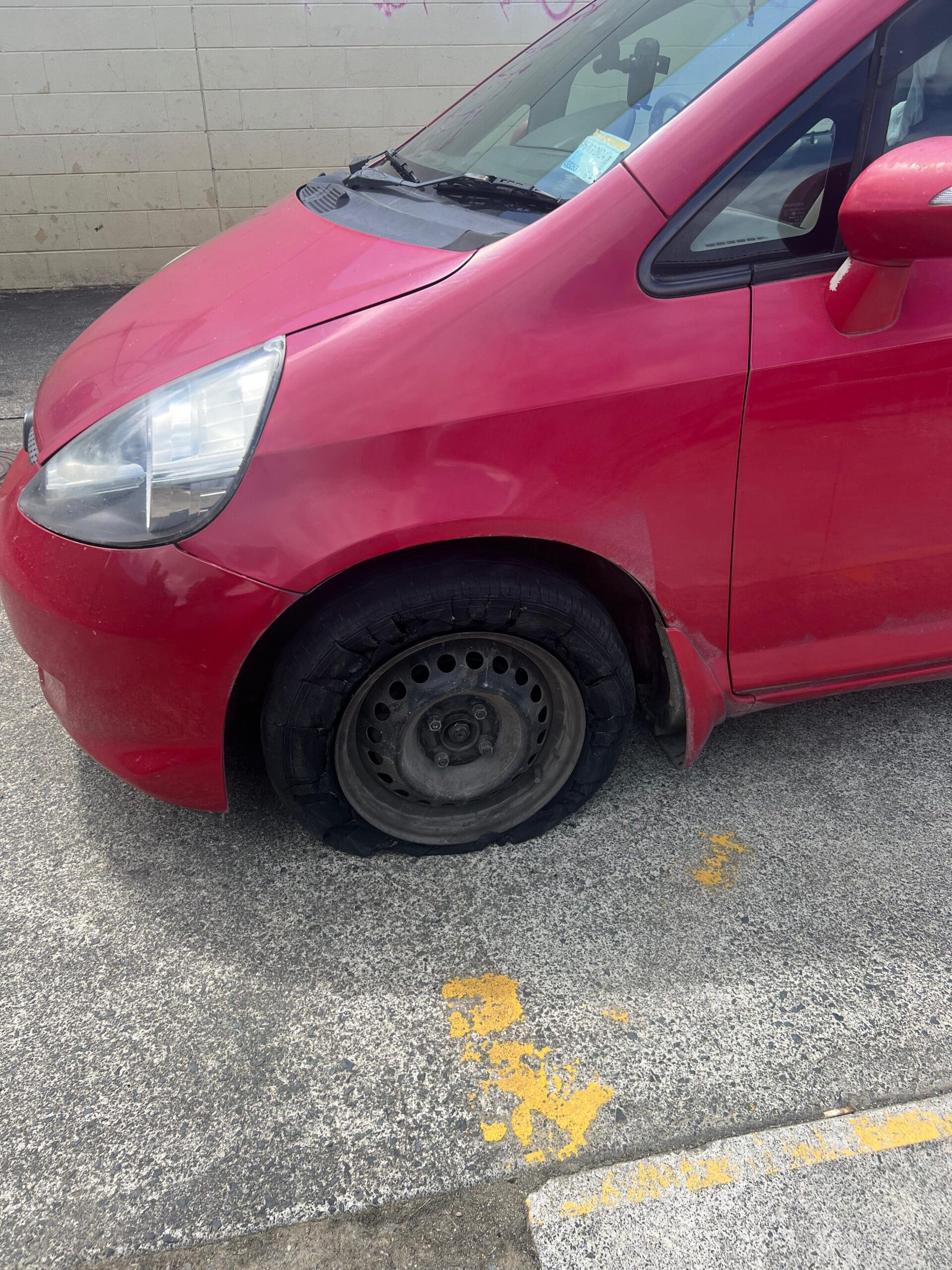 punctured tire