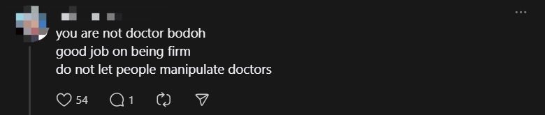 M'sian Mum Calls Doctor 'Cruel' & Threatens To Report Him For Refusing To Give Her MC To Care For Sick Child comment 2