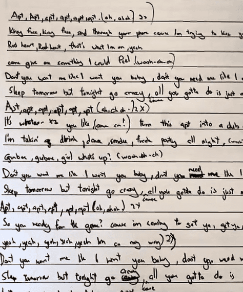 Writing lyric on exam paper (1)